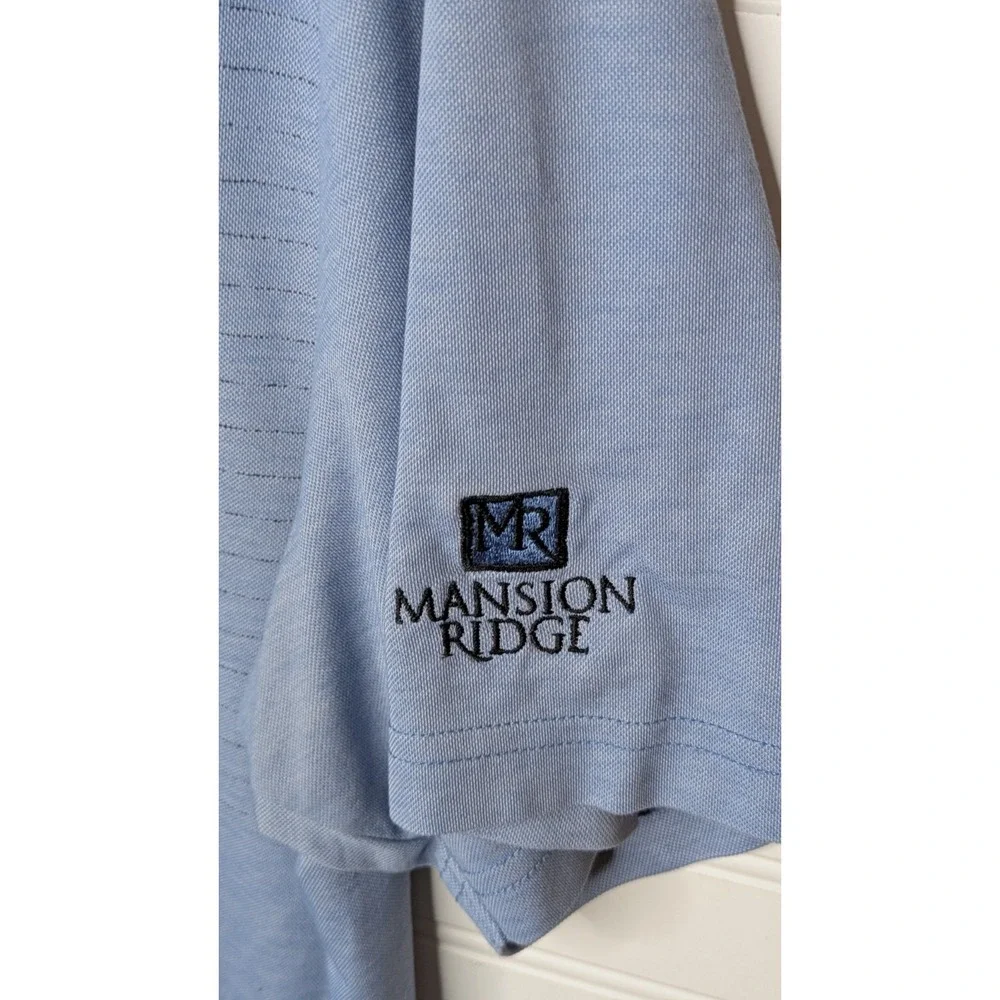 Travis Mathew Mens Golf Polo XL Button Short Sleeve Blue CUSTOM Mansion Ridge - Picture 2 of 6